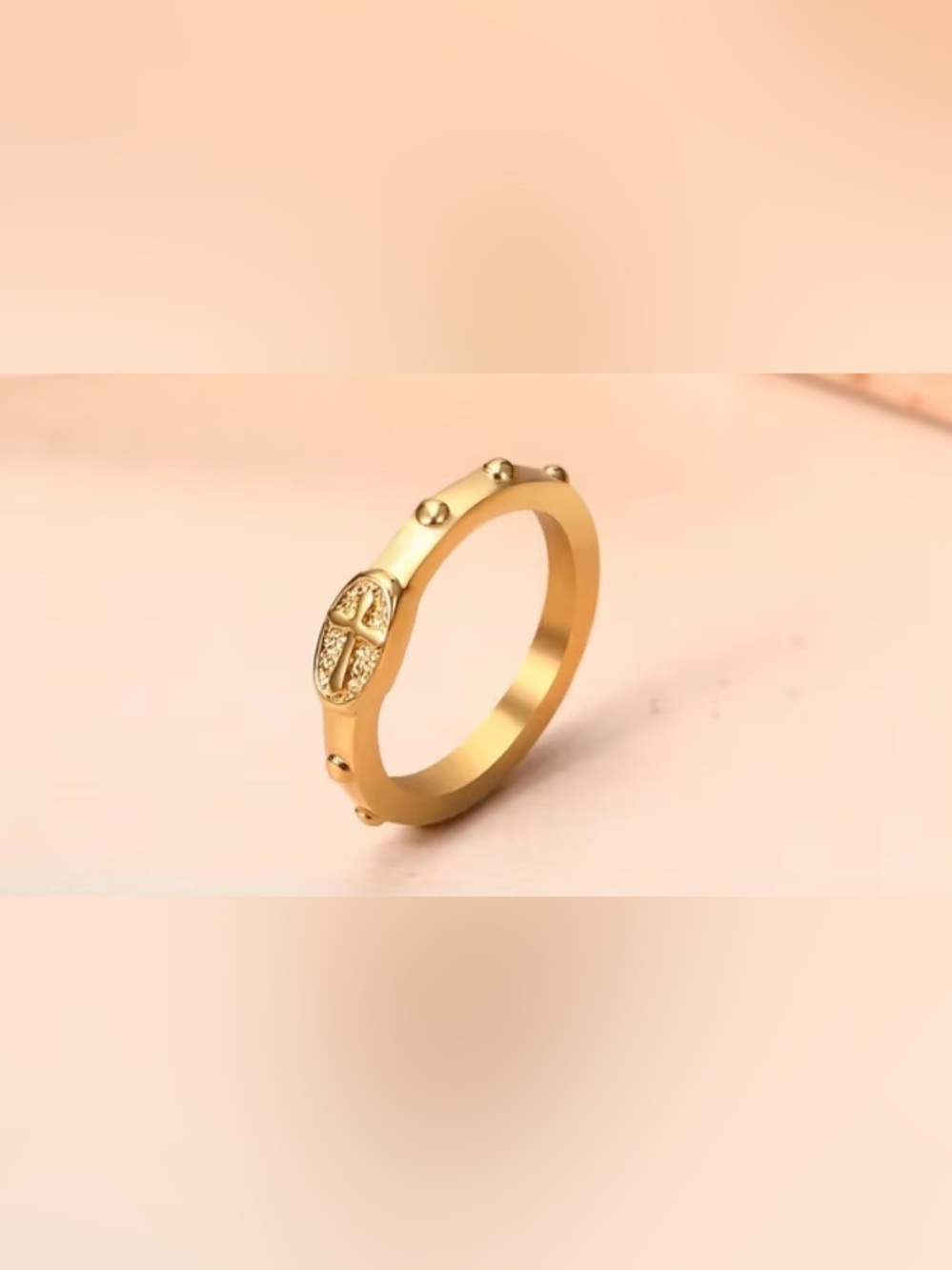 Gold Cross Accent Women's Stackable Ring